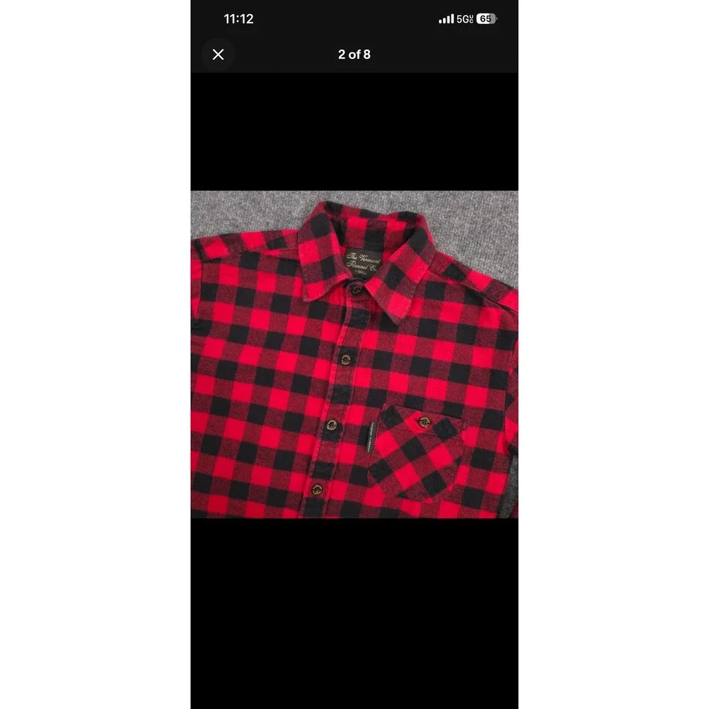The Vermont Flannel Co Flannel Shirt Mens XS Red Black Buffalo Check Made In USA